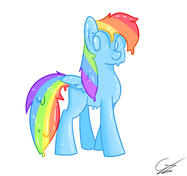 Size: 1589x1500 | Tagged: artist:bloodwolvenl, derpibooru import, goo pony, original species, rainbow dash, safe