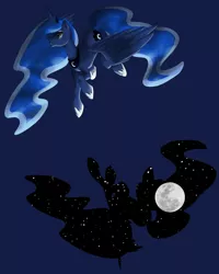 Size: 1800x2250 | Tagged: safe, artist:etrnlpeace, derpibooru import, princess luna, alicorn, pony, moon, shadow, solo