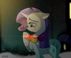 Size: 1311x1064 | Tagged: artist:skyline19, crying, dead source, derpibooru import, fire ruby, rarity, sad, safe, snow, snowfall, snowflake