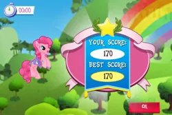 Size: 960x640 | Tagged: safe, derpibooru import, screencap, pinkie pie, earth pony, pony, clear the skies, gameloft, glimmer wings