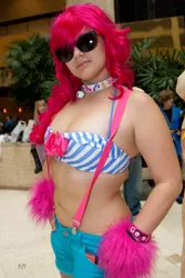 Size: 2592x3888 | Tagged: 2012, anime weekend atlanta, artist needed, bell, bell collar, belly button, bikini top, breasts, collar, convention, cosplay, derpibooru import, female, human, irl, irl human, photo, pinkie pie, solo, solo female, source needed, suggestive, sunglasses, suspenders