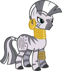 Size: 3464x3968 | Tagged: artist:spinnyhat, derpibooru import, disappointed, ear piercing, earring, female, jewelry, mare, piercing, raised eyebrow, safe, simple background, solo, transparent background, vector, zebra, zecora