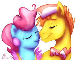 Size: 1124x882 | Tagged: safe, artist:hoodoo, derpibooru import, carrot cake, cup cake, earth pony, pony, carrot cup, eyes closed, female, husband and wife, male, nuzzling, shipping, simple background, smiling, straight, transparent background