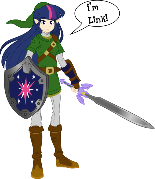 Size: 4774x5500 | Tagged: absurd resolution, artist:ambassad0r, artist:megasweet, crossover, derpibooru import, humanized, link, safe, simple background, the legend of zelda, transparent background, twilight sparkle, vector