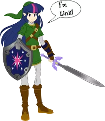 Size: 4774x5500 | Tagged: absurd resolution, artist:ambassad0r, artist:megasweet, crossover, derpibooru import, humanized, link, safe, simple background, the legend of zelda, transparent background, twilight sparkle, vector