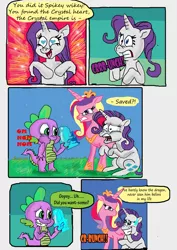 Size: 2480x3508 | Tagged: artist:raggyrabbit94, comic, crystal heart, derpibooru import, eating, nom, princess cadance, rarity, safe, spike, tasty empire, this will end in pain, this will end in tears and/or death