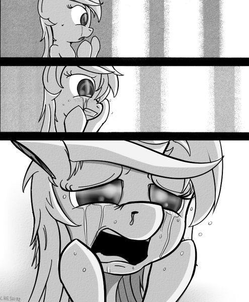 Size: 660x800 | Tagged: safe, artist:cheshiresdesires, derpibooru import, lyra heartstrings, pony, unicorn, anime, chrono crusade, comic, crying, grayscale, manga, monochrome, parody, sad, solo