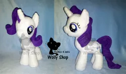 Size: 1500x885 | Tagged: artist:vegeto-uchihaportgas, derpibooru import, filly, irl, photo, plushie, rarity, safe, solo