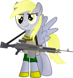 Size: 1957x2092 | Tagged: safe, artist:battlefieldbrony, derpibooru import, derpy hooves, pegasus, pony, female, gun, m240, mare