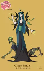 Size: 1044x1685 | Tagged: artist:didj, derpibooru import, female, floating wings, human, humanized, magic, my little mages, necromancer, necromancy, queen chrysalis, safe, solo, undead