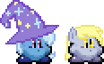 Size: 116x72 | Tagged: safe, derpibooru import, derpy hooves, trixie, pegasus, pony, crossover, female, kirby, kirby (character), kirby derpy, kirby trixie, kirbyfied, mare, species swap, sprite