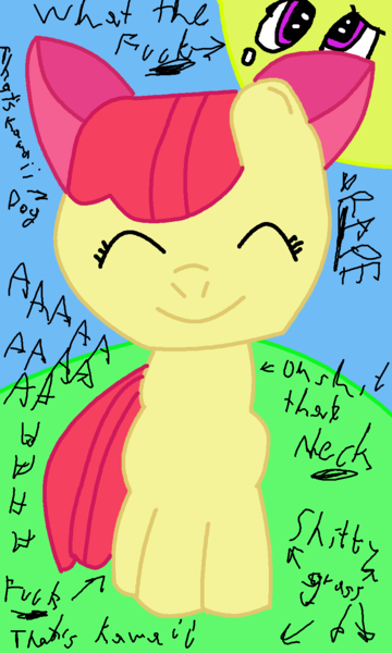 Size: 900x1500 | Tagged: apple bloom, artist:seika, derpibooru import, filly, grass, safe, sun, sunglasses, vulgar