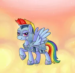 Size: 772x754 | Tagged: armor, artist:m0rganic, crystal guard armor, derpibooru import, rainbow dash, safe