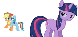 Size: 9317x4430 | Tagged: safe, artist:aeroytechyon-x, derpibooru import, applejack, rainbow dash, twilight sparkle, absurd resolution, appledash, female, jealous, lesbian, shipping, twidash, twijack