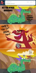 Size: 800x1605 | Tagged: artist:askcrackle, ask, crackle, dead source, derpibooru import, dragon, epic rock tossing, garble, safe, teenaged dragon, tumblr