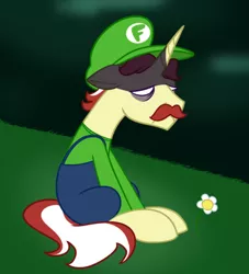 Size: 500x550 | Tagged: artist:ask-flam, bad end, beta, cosplay, depressed, derpibooru import, empty eyes, flam, luigi, luigi's mansion, parody, sad, safe, super mario bros., tumblr