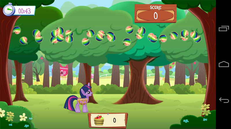 Size: 1280x720 | Tagged: safe, derpibooru import, twilight sparkle, android, pony, apple, error, female, food, game screencap, gameloft, glitch, mare, solo, tree, zap apple