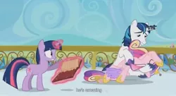 Size: 1569x855 | Tagged: derpibooru import, horn crystals, princess cadance, safe, screencap, shining armor, the crystal empire, twilight sparkle, youtube caption, youtube link