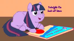 Size: 1495x834 | Tagged: artist:fluffsplosion, ball, book, derpibooru import, fluffy pony, fluffy pony original art, safe, twifluff, twilight sparkle