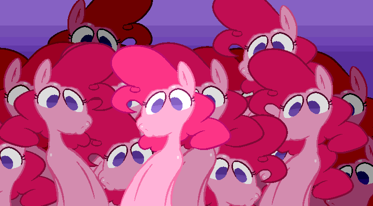 Size: 746x412 | Tagged: safe, artist:mangneto, derpibooru import, pinkie pie, earth pony, pony, too many pinkie pies, clone, clones, female, fun fun fun, mare, multeity, pinkie clone, too much pink energy is dangerous