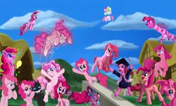 Size: 1989x1200 | Tagged: artist:tsitra360, balloon, clones, derpibooru import, fun fun fun, pinkie pie, safe, too many pinkie pies