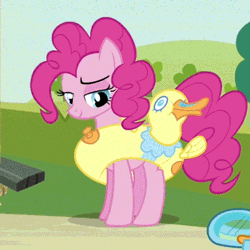 Size: 400x400 | Tagged: animated, cropped, cute, derpibooru import, inflatable, inner tube, pinkie pie, pool toy, safe, screencap, solo, too many pinkie pies