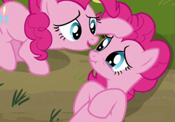 Size: 675x470 | Tagged: animated, clone, cropped, crying, cute, derpibooru import, duo, loop, multeity, pinkie clone, pinkie pie, safe, screencap, scrunchy face, teary eyes, too many pinkie pies, too much pink energy is dangerous