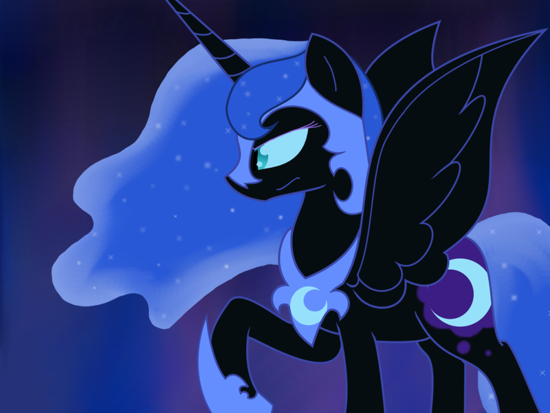 Size: 900x675 | Tagged: artist:derpychaos, derpibooru import, nightmare moon, safe, solo