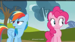 Size: 1920x1080 | Tagged: derpibooru import, pinkie pie, rainbow dash, safe, screencap, too many pinkie pies, youtube caption