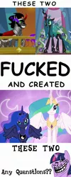 Size: 640x1604 | Tagged: chrysombra, derpibooru import, female, king sombra, male, meme, op is trying too hard, princess celestia, princess luna, queen chrysalis, safe, shipping, straight, text, trollface, twilight sparkle, vulgar
