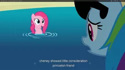 Size: 1920x1080 | Tagged: derpibooru import, dick cheney, pinkie pie, rainbow dash, safe, screencap, sunglasses, too many pinkie pies, youtube caption