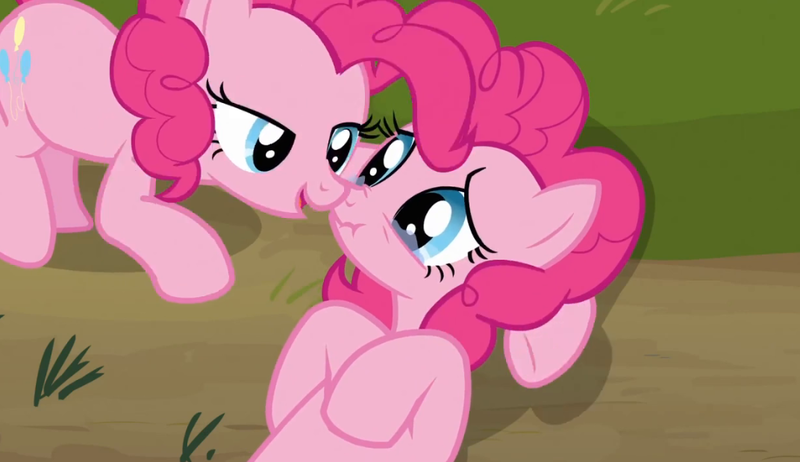 Size: 1072x619 | Tagged: clone, derpibooru import, duality, funcest, out of context, pinkie clone, pinkie pie, safe, screencap, scrunchy face, spoiler:s03, too many pinkie pies