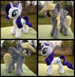 Size: 1925x1989 | Tagged: safe, artist:fireflytwinkletoes, derpibooru import, derpy hooves, rarity, pony, irl, photo, plushie