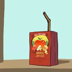 Size: 800x800 | Tagged: applejack, apple juice, artist:askthejuicebox, artist:docwario, big macintosh, derpibooru import, drink, granny smith, juice, juice box, oc, oc:juice box, safe, sweet apple acres