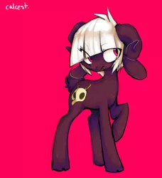 Size: 800x879 | Tagged: artist:cthulhugenocidist, artist:dogrot, derpibooru import, goat, oc, red background, safe, simple background, skull, solo, unofficial characters only