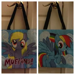 Size: 800x800 | Tagged: safe, derpibooru import, derpy hooves, rainbow dash, pegasus, pony, bag, female, hot topic, mare, photo