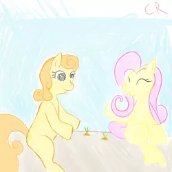 Size: 1000x1000 | Tagged: artist needed, safe, derpibooru import, carrot top, fluttershy, golden harvest, 30 minute art challenge