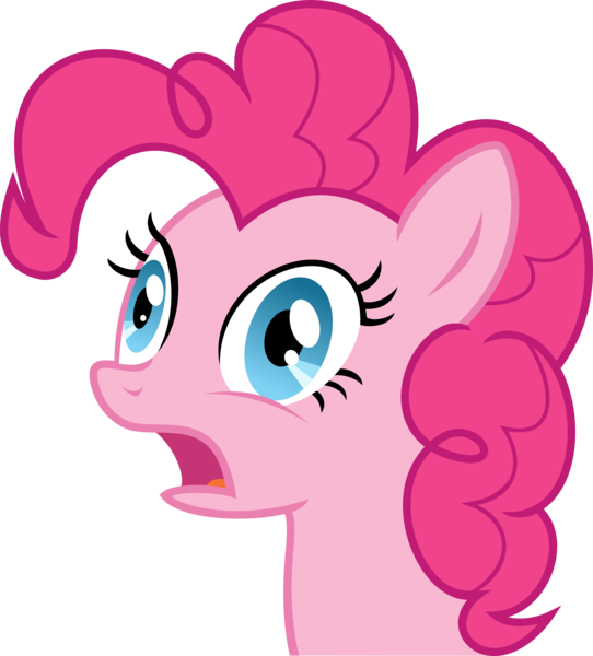 Size: 3217x3563 | Tagged: safe, artist:flizzick, derpibooru import, pinkie pie, earth pony, pony, too many pinkie pies, bust, cupcake, derp, female, frown, gasp, mare, open mouth, shocked, simple background, solo, transparent background, vector, wide eyes