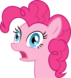 Size: 3217x3563 | Tagged: safe, artist:flizzick, derpibooru import, pinkie pie, earth pony, pony, too many pinkie pies, bust, cupcake, derp, female, frown, gasp, mare, open mouth, shocked, simple background, solo, transparent background, vector, wide eyes