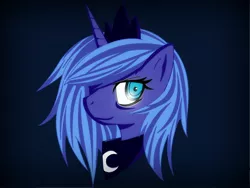 Size: 2640x1980 | Tagged: safe, artist:galaxyotter77, derpibooru import, princess luna, bust, looking at you, portrait, profile, s1 luna, simple background, solo