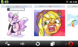 Size: 800x480 | Tagged: applejack, derpibooru import, diamond tiara, exploitable meme, juxtaposition, juxtaposition win, meta, opera, safe, wtf