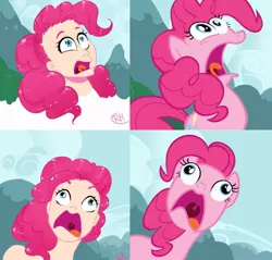 Size: 1047x1000 | Tagged: artist:redmisa, clone, derpibooru import, faic, humanized, open mouth, pinkie clone, pinkie frogmouth, pinkie pie, safe, scene interpretation, screencap, screencap reference, solo, too many pinkie pies