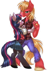 Size: 937x1407 | Tagged: anthro, artist:kittehkatbar, big macintosh, clothes, dancing, derpibooru import, female, hooves, male, ring, safe, shipping, simple background, skirt, stockings, straight, transparent background, twilight sparkle, twimac, unguligrade anthro, unshorn fetlocks