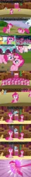 Size: 640x3600 | Tagged: safe, derpibooru import, edit, edited screencap, screencap, pinkie pie, earth pony, pegasus, pony, too many pinkie pies, caption, clone, comic, female, imminent death, mare, meta, murder, pinkie clone, pinkie clone debate, pinkie tyrone, scared, screencap comic, sitting, text, theory, you know for kids