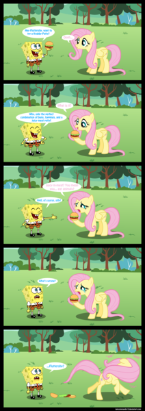 Size: 4000x11314 | Tagged: safe, artist:iamcommando13, derpibooru import, fluttershy, comic, crossover, image, png, spongebob squarepants, spongebob squarepants (character)