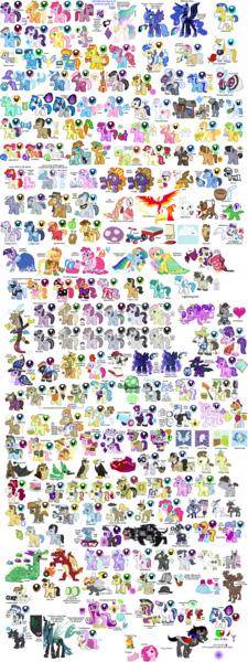 Size: 1300x3464 | Tagged: dead source, safe, artist:kturtle, artist:starryoak, derpibooru import, allie way, aloe, amethyst star, angel bunny, apple bloom, applejack, aunt orange, berry punch, berryshine, blossomforth, blues, bon bon, bulk biceps, caramel, carrot cake, carrot top, cerberus (character), chancellor puddinghead, cheerilee, cherry fizzy, cherry jubilee, cletus, cloudchaser, cloudy quartz, clover the clever, colter sobchak, commander hurricane, cookie crumbles, crackle, cranky doodle donkey, cup cake, daisy, daring do, derpy hooves, diamond tiara, discord, doctor horse, doctor stable, doctor whooves, donut joe, dumbbell, featherweight, fido, filthy rich, flam, flim, flitter, fluttershy, garble, gilda, golden harvest, goldengrape, granny smith, gummy, gustave le grande, hayseed turnip truck, hoity toity, hondo flanks, hoops, hugh jelly, igneous rock pie, iron will, jeff letrotski, jesús pezuña, jet set, karat, king sombra, lightning bolt, lily, lily valley, limestone pie, lotus blossom, lucky clover, lucy packard, lyra heartstrings, madden, marble pie, mare do well, matilda, mayor mare, minuette, mr. waddle, mulia mild, night light, nightmare moon, noteworthy, nurse coldheart, nurse redheart, nurse snowheart, nurse sweetheart, octavia melody, opalescence, orange frog, orion, owlowiscious, philomena, photo finish, pinkie pie, pipsqueak, pokey pierce, pound cake, prince blueblood, princess cadance, princess celestia, princess luna, princess platinum, private pansy, pumpkin cake, quarterback, queen chrysalis, rainbow dash, rarity, roid rage, roseluck, rover, rumble, sapphire shores, savoir fare, scootaloo, screw loose, screwball, shady daze, shining armor, shooting star (character), silver spoon, sir colton vines iii, smart cookie, smarty pants, snails, snips, soarin', spike, spitfire, spot, spring melody, sprinkle medley, star swirl the bearded, steven magnet, surf, sweetie belle, sweetie drops, tank, theodore donald "donny" kerabatsos, thunderlane, time turner, trixie, truffle shuffle, turf, twilight sparkle, twilight velvet, twinkleshine, twist, uncle orange, upper crust, vinyl scratch, white lightning, wild fire, winona, zecora, bat, cerberus, changeling, diamond dog, donkey, dragon, eagle, falcon, goat, gryphon, hummingbird, minotaur, mule, owl, pegasus, pony, quarray eel, zebra, hearth's warming eve (episode), armor, brush, bubble, bucket, cake, camera, cart, cello, chicken suit, chocolate moose, cloak, clothes, cloud, collar, costume, cucumber, cup, cutie mark, cutie mark crusaders, discorded, donut, dress, everypony, eye, female, fingers, flag, flim flam brothers, future twilight, g3, gala dress, glasses, hat, hearth's warming eve, helmet, horte cuisine, jar, jelly, male, mane six, mare, messenger, multiple heads, musical instrument, necklace, nightmare night, paper, pigpen, pipe, quill, reference sheet, royal guard, sash, scarecrow, scooter, scratches, shadowbolt dash, shadowbolts, shadowbolts costume, sky, sombra eyes, spa twins, stallion, straw, the oranges, three heads, tiara, uniform, wall of tags
