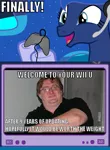 Size: 563x768 | Tagged: safe, derpibooru import, princess luna, pony, gamer luna, exploitable meme, gabe newell, gamer meme, glasses, meme, photo, pun, wii u