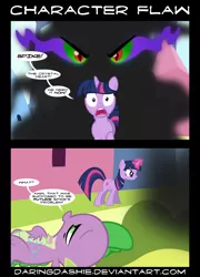 Size: 2000x2775 | Tagged: safe, artist:daringdashie, derpibooru import, king sombra, spike, twilight sparkle, dragon, pony, umbrum, unicorn, the crystal empire, bad end, comic, female, male, mare, spike vs sombra, unicorn twilight