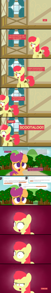 Size: 1280x7299 | Tagged: apple bloom, artist:dtcx97, ask, ask post-crusade, comic, derpibooru import, post-crusade, safe, scootaloo, sweat, tumblr