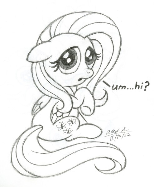 Size: 2715x3296 | Tagged: artist:aleximusprime, color me, derpibooru import, fluttershy, monochrome, safe, sketch